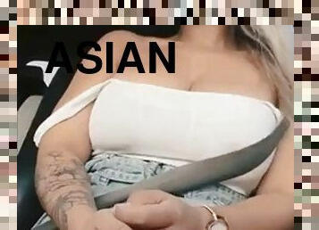Asian Big Titties Fall out during Uber Ride