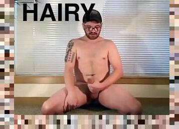 Bearded Nerd Jerks Off Naked