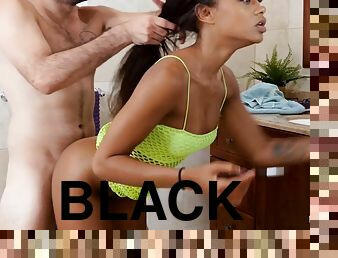 baignade, interracial, ados, hardcore, black, mignonne, assez, douche, dure