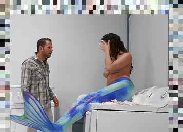 A man has his fantasy cum true when he fucks a busty mermaid