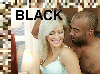 BLACK4K. Ravishing European blond hair babe becomes black mans