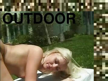 Outdoor suck and fuck for hot young blonde with great tits and round ass