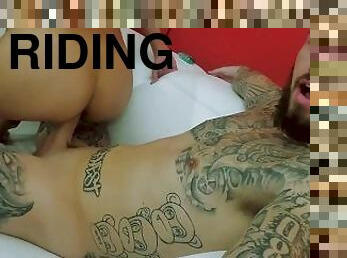 pénis-grande, gay, estrela-porno, cavalgando, tatuagem, pénis