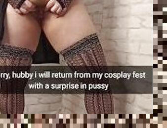 My cosplay wife bring home a big creampie inside pussy from a fan! Cuckold Snapchat Captions