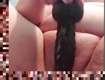 Make Myself Squirt with Huge Black Dildo Cum Orgasm MILF