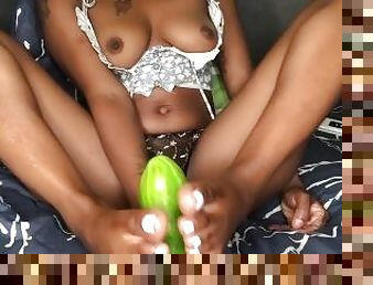 Big fat Cucumber n my little black pussy