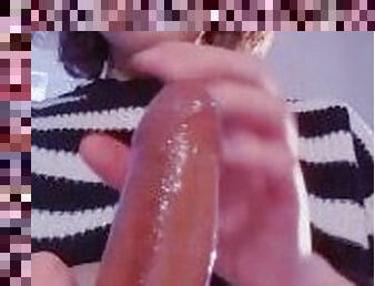 Twink Close-up Stroking Uncut with Lube