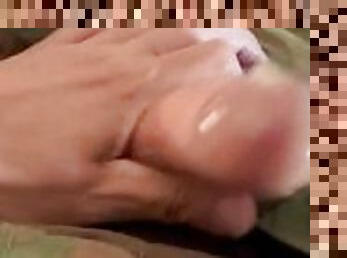 Army soldier in uniform jerks off into a condom that already has two loads from his buddies!