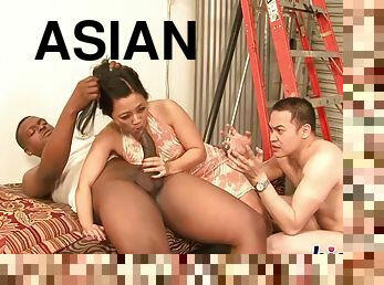 asiatisk, cumshot, blandade-raser, milf, svart, kamera, spion, voyeur, trekant, man
