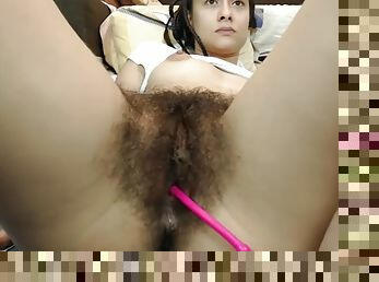 Oh My Gosh! Hairy Teen Put Vibrator On Her Muff!