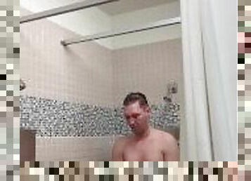 Cumming in public shower again