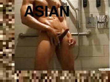 aasialainen, kylpy, amatööri, gay, suihku, soolo, lihaksikas