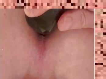 extrem, gigantisk, masturbation, anal, mogen, svart, fingerknull, dildo, ensam, mjölk