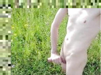 young puppy jerk off outdoor