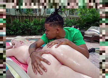 Busty blonde wife enjoys black inches in a supreme outdoor fuck