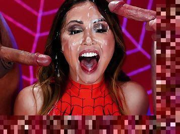 Amazing Asian beauty ends supreme MMF covered in warm jizz