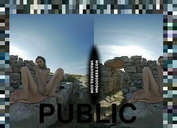 Poppy Risky Public Masturbation In Ancient Ruins On Vacation And Getting Caught By Tourists