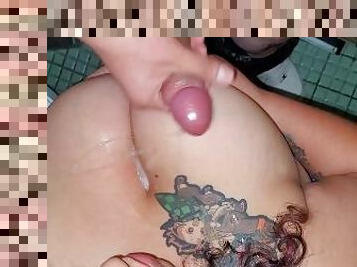my friend lends me her tits to jerk off and I come on them