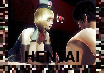 A man with a big dick and a manager with big tits in a restaurant - 3D Hentai uncensored H5