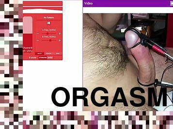 POV - Big white cock with electrostimulation - Estim hfo orgasm