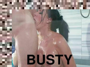 Busty reagan foxx handjobs and blowjobs in the shower