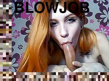 Beauty gives a deep sloppy blowjob