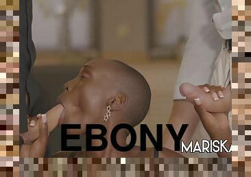 Ebony Babe Zaawaadi Takes On Two White Cocks With Mariska X