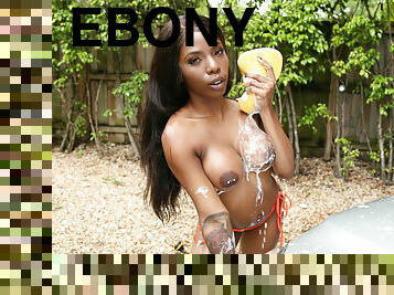 Ebony Boob Wash Hot Porn Scene with Sarah Banks