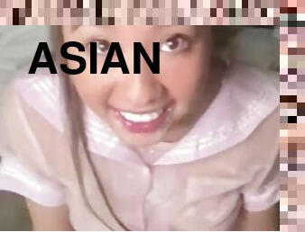 Petite Asian Interracial Blowjob
