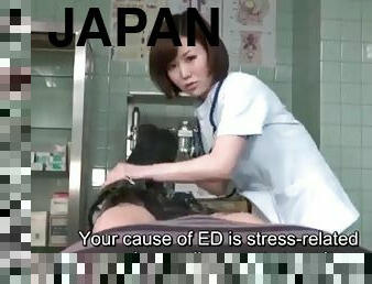 Subtitled cfnm japanese female doctor gives patient handjob