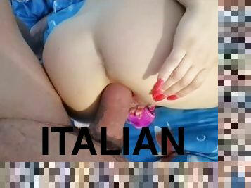 Beautiful Italian rides my cock after a DEEP THROAT, and lets me FUCK HER ASS
