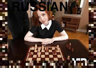 Redhead Chess Queen and her Russian Lover - cosplay hardcore