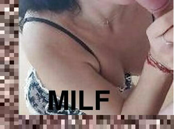 amatör, avsugning, milf, mamma, sprut, kuk