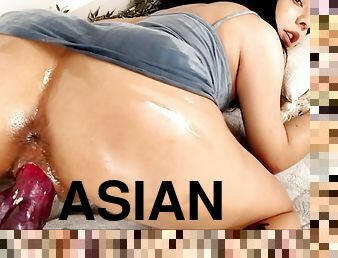 asiatique, cul, levrette, amateur, ados, jouet, ejaculation-interne, salope, point-de-vue, ejaculation