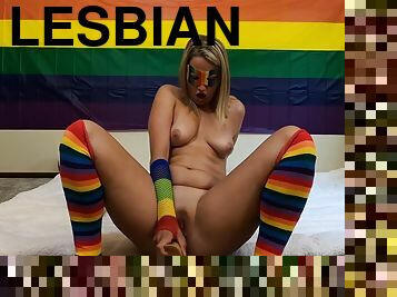 Lesbian Rainbow Pride! Orgasm On A Sybian