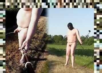 Nude peeing in public nature - Pissing completely naked on a trail of the cruising spot. Tobi00815