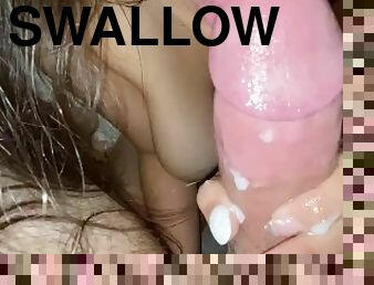 Sexy Big Titty Mexican Bitch sucks Dick then swallows the cum