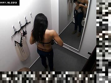 Voyeur Spycam Gorgeous Teen Brunette Fitting Lingerie