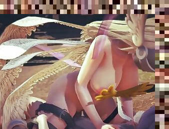 Angewomon Cowgirl : Digimon Hentai Parody