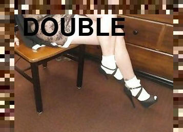 Ruffled Socks Heels Double Crossed Legs