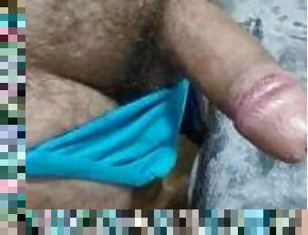 Hung bear in bath robe moans and cums in a Fleshlight