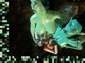 Futa3dX - LARA CROFT Stumbles Into Big Dicked Futa Cave Troll's Threesome