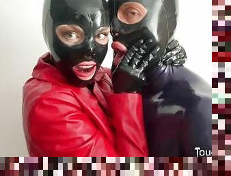 TouchedFetish – Real married amateur fetish Couple in shiny Latex Rubber Catsuits  Homemade