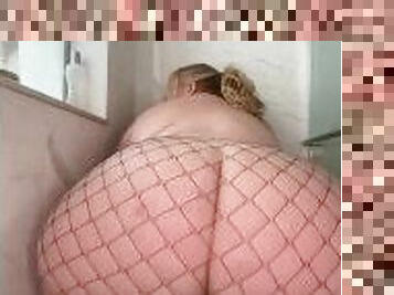 BBW Pink Plush Oily Fishnet Slo Mo Twerking