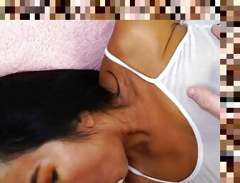 Facial for Thai MILF with cum, professional blowjob