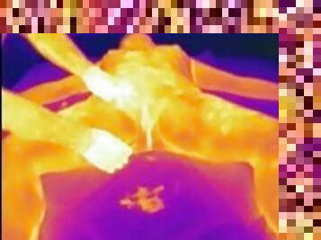 Thermal Camera wax play with Multiple Orgasms from Nipple Play and Fingering