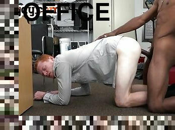 Redhead stud IR fucked in the office POV by a dominant black jock