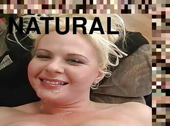 Monika European Blonde With Big Natural Tits Takes It All - cum on face