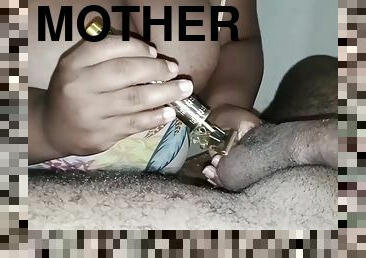 Stepmother with huge tits shaving her stepsons big cock