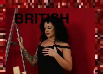 Stockinged british voyeur instructing her sub